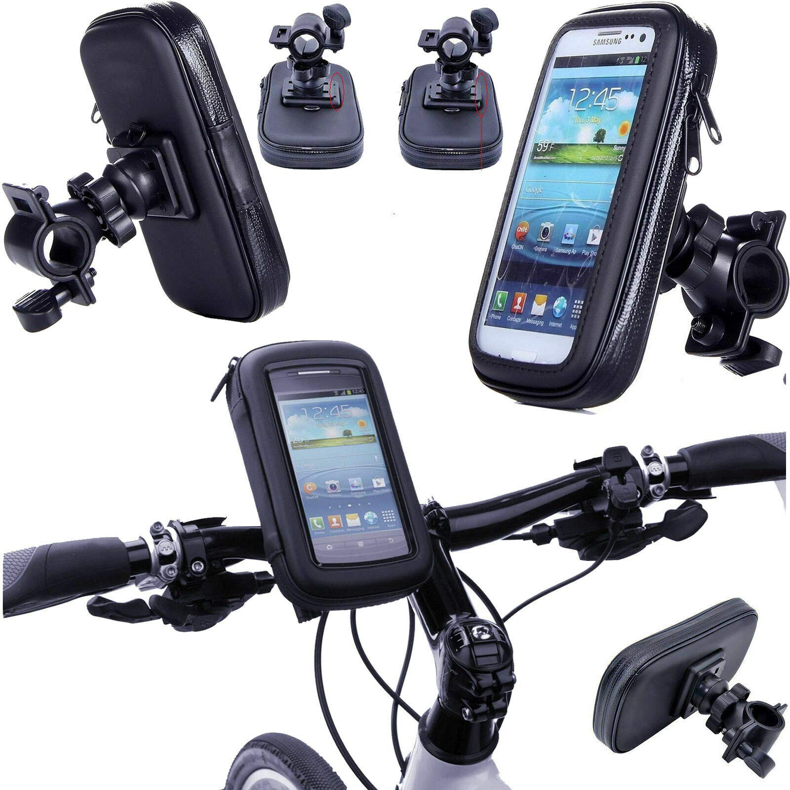 Waterproof 360° Bike Phone Mount Holder - Universal Bicycle Cover Compatible with Samsung Galaxy S20FE, S21FE, A21S, S21/S21+/S21 Ultra, S22/S22+/S22 Ultra - Perfect for Cycling, Commuting & Outdoor Adventures