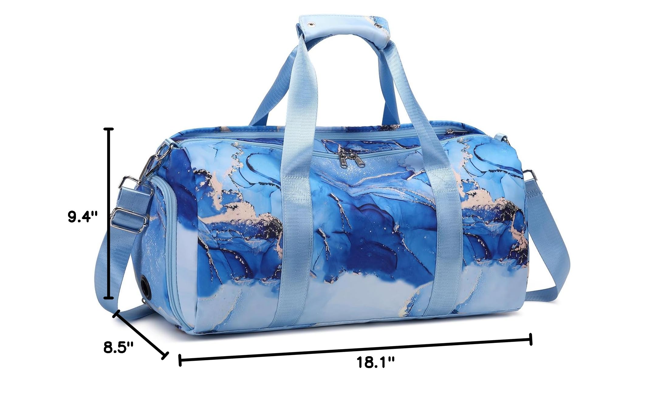 Dance Bag for Gymnastics | Teens Duffle Bag with Shoe Compartment | Overnight Travel Weekender Carry On | Sleepover Gym Bag | Gilded Blue | Perfect for Dance Classes, Gymnastics Meets & Weekend Getaways