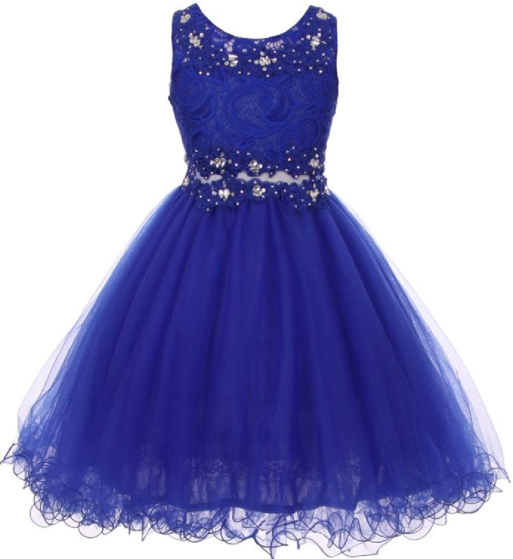Little Girls' See-Through Waistline Lace Flower Dresses - Elegant & Comfortable for Parties, Weddings & Special Occasions