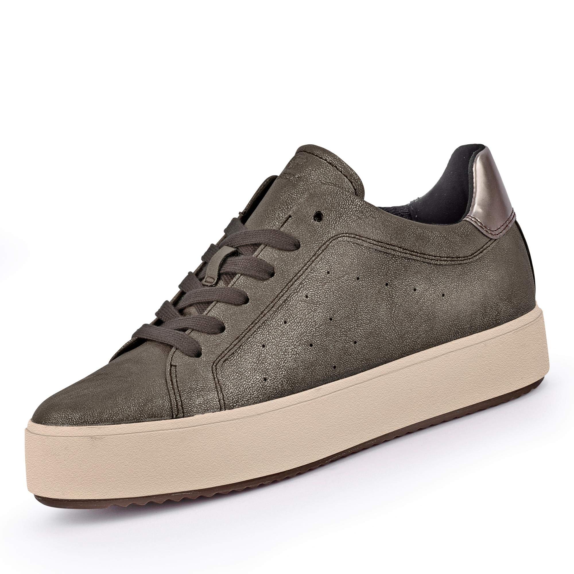 Geox D Blomiee H Women's Fashion Sneakers - Brown Lace-Up Shoes Size 6 | Comfortable Casual Walking Shoes for Women | Perfect for Work, Travel & Everyday Wear