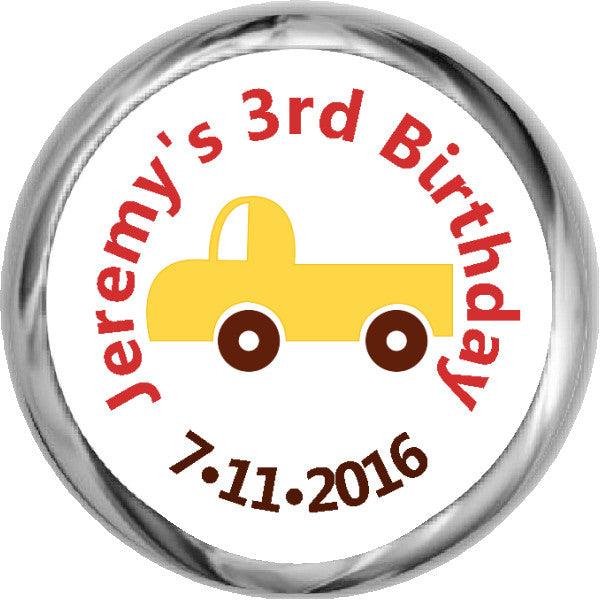 Yellow Truck Vinyl Sticker - Perfect for Boys' KISSES Candy Themed Birthday Party Decorations, Gifts & Scrapbooking