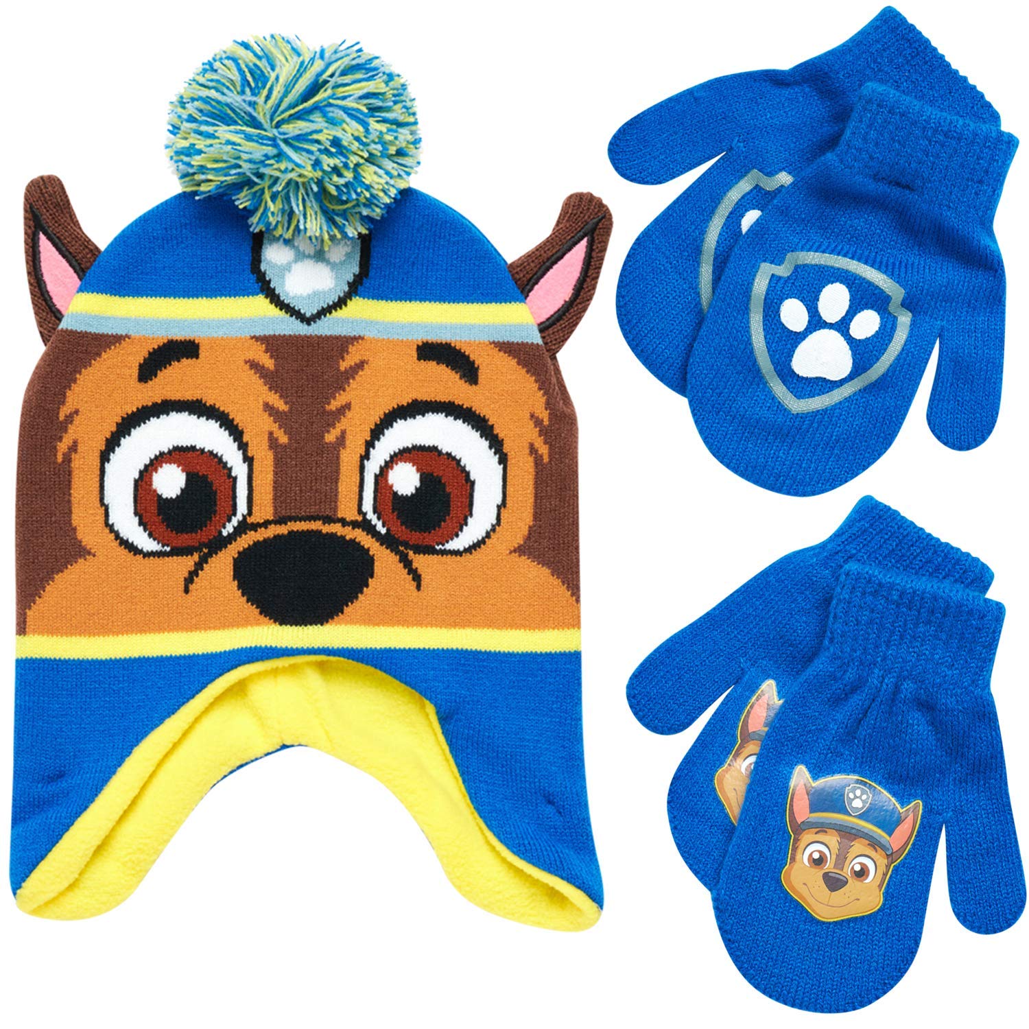 Paw Patrol Winter Hat and Gloves Set for Toddler Boys - 2 Pairs of Mittens - Official Nickelodeon Licensed - Perfect for Snow Play & Outdoor Adventures