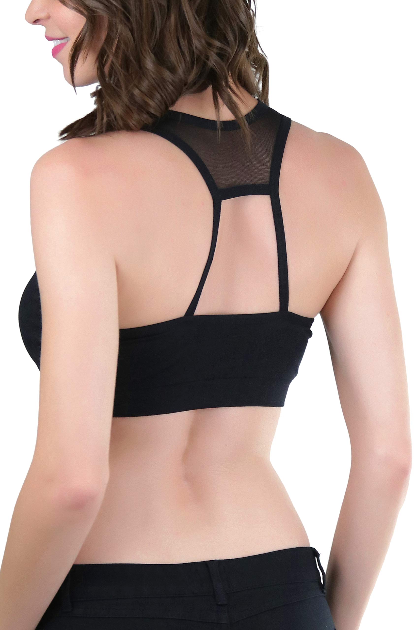 ToBeInStyle Women's Seamless Wire-Free Sports Bra - Supportive Open Back Design for Yoga, Running & Gym Workouts - Assorted Colors & Sizes