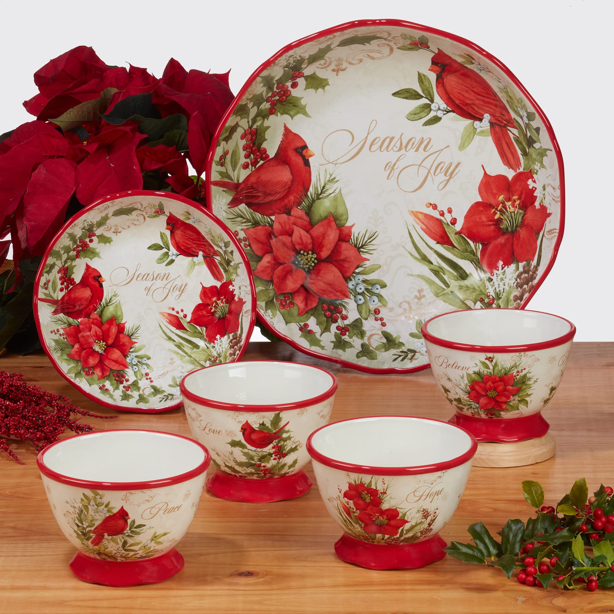 Certified International Winter's Medley 11-Inch Dinner Plates - Set of 4 Colorful Porcelain Plates for Holiday Dining, Christmas Dinner, and Seasonal Table Setting