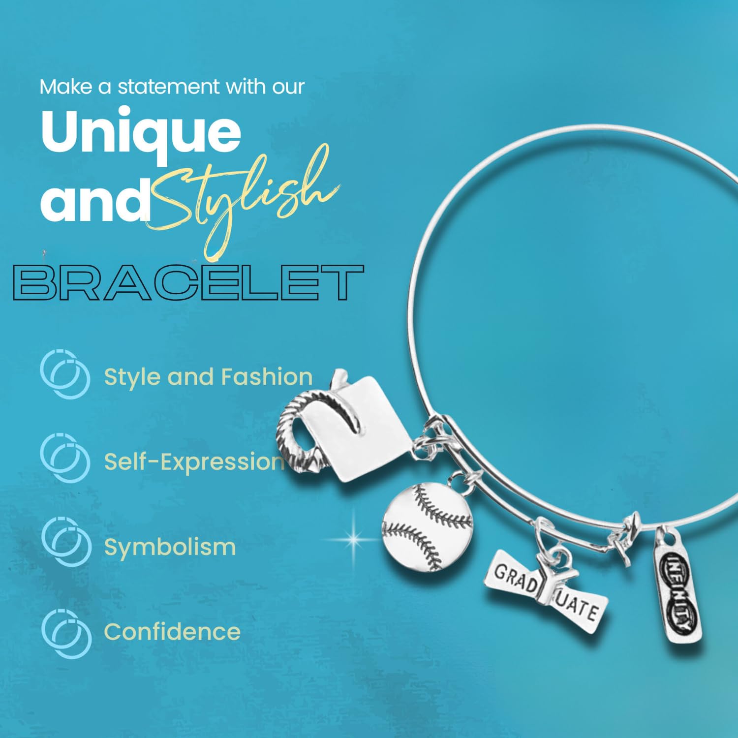 2025 Softball Graduation Bangle Bracelet - 