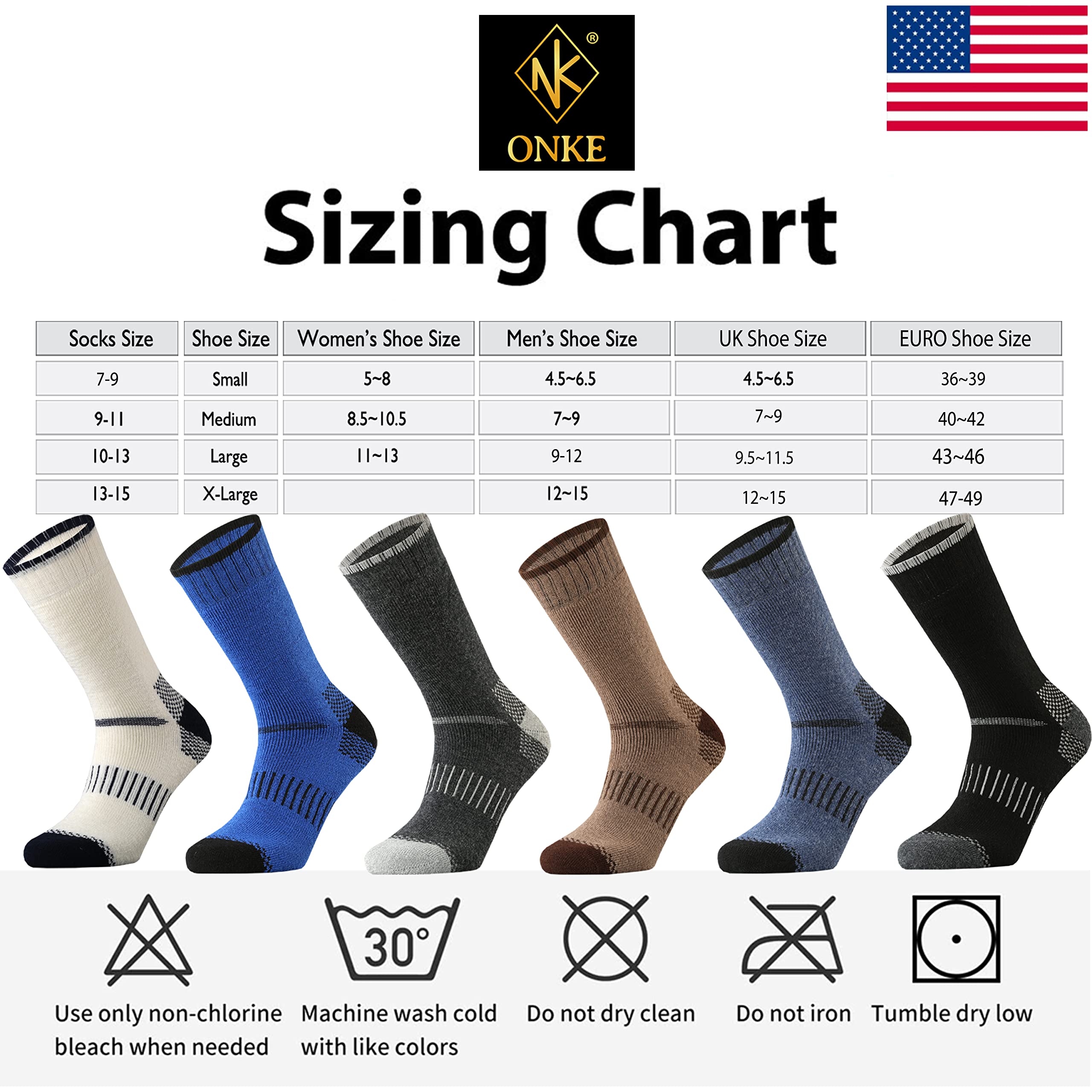 ONKE Merino Wool Cushion Crew Socks for Men - Moisture Wicking, Breathable & Soft Hiking Socks for Outdoor Activities, Running, and Daily Wear - Warm & Comfortable Performance Socks for Cold Weather