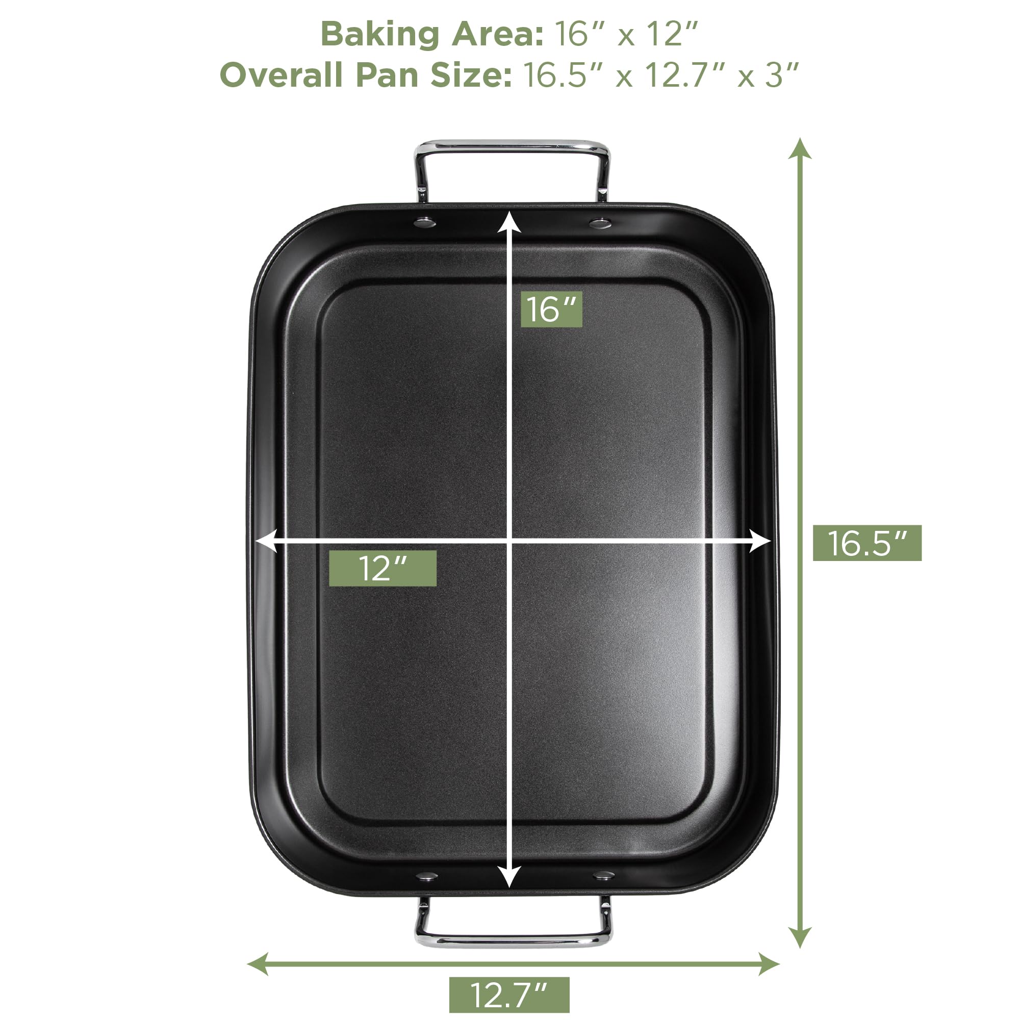 Premium Nonstick Roasting Pan with Rack - 16
