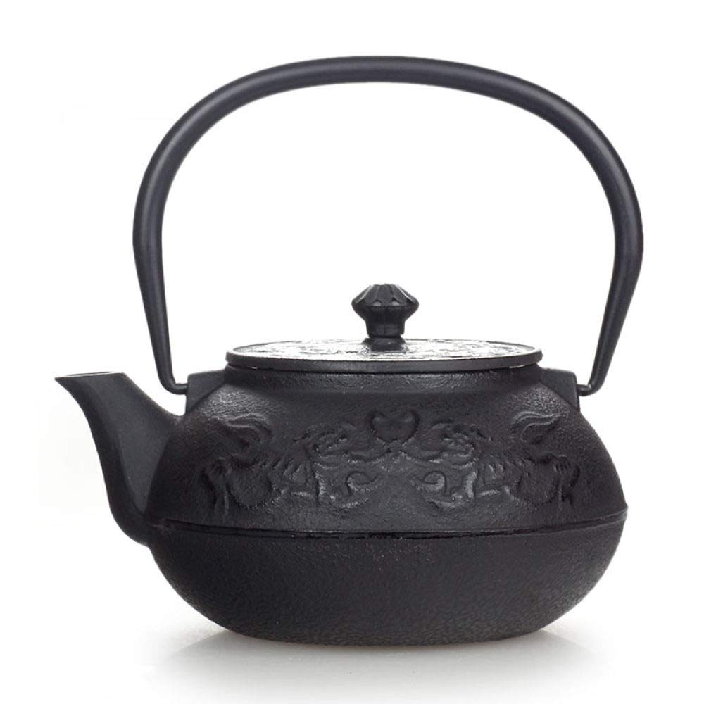Premium Japanese Cast Iron Teapot - Uncoated 0.9L Peony Golden Kongfu Tea Pot with Built-in Strainer | Traditional Water Kettle for Home, Office & Restaurant | Perfect for Tea Ceremonies, Daily Brewing & Gift Giving