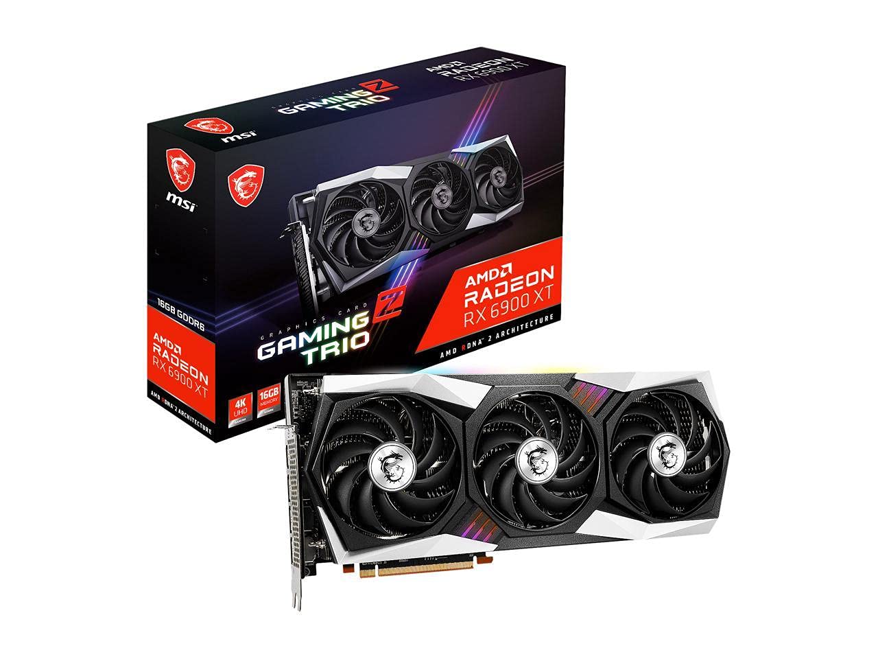 GIGABYTE MSI Gaming Radeon RX 6900 XT 16GB GDDR6 256-Bit HDMI/DP Graphics Card with Torx Fan 4 - Ultimate 4K Gaming & VR Performance for PC Builders and Enthusiasts