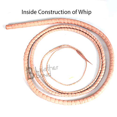 10 Foot Bullwhip - 16 Plaits Kangaroo Hide Leather with Leather Belly & Bolster - Indiana Jones Style Equestrian Whip in Tan & Black - Perfect for Horseback Riding, Training, and Cosplay