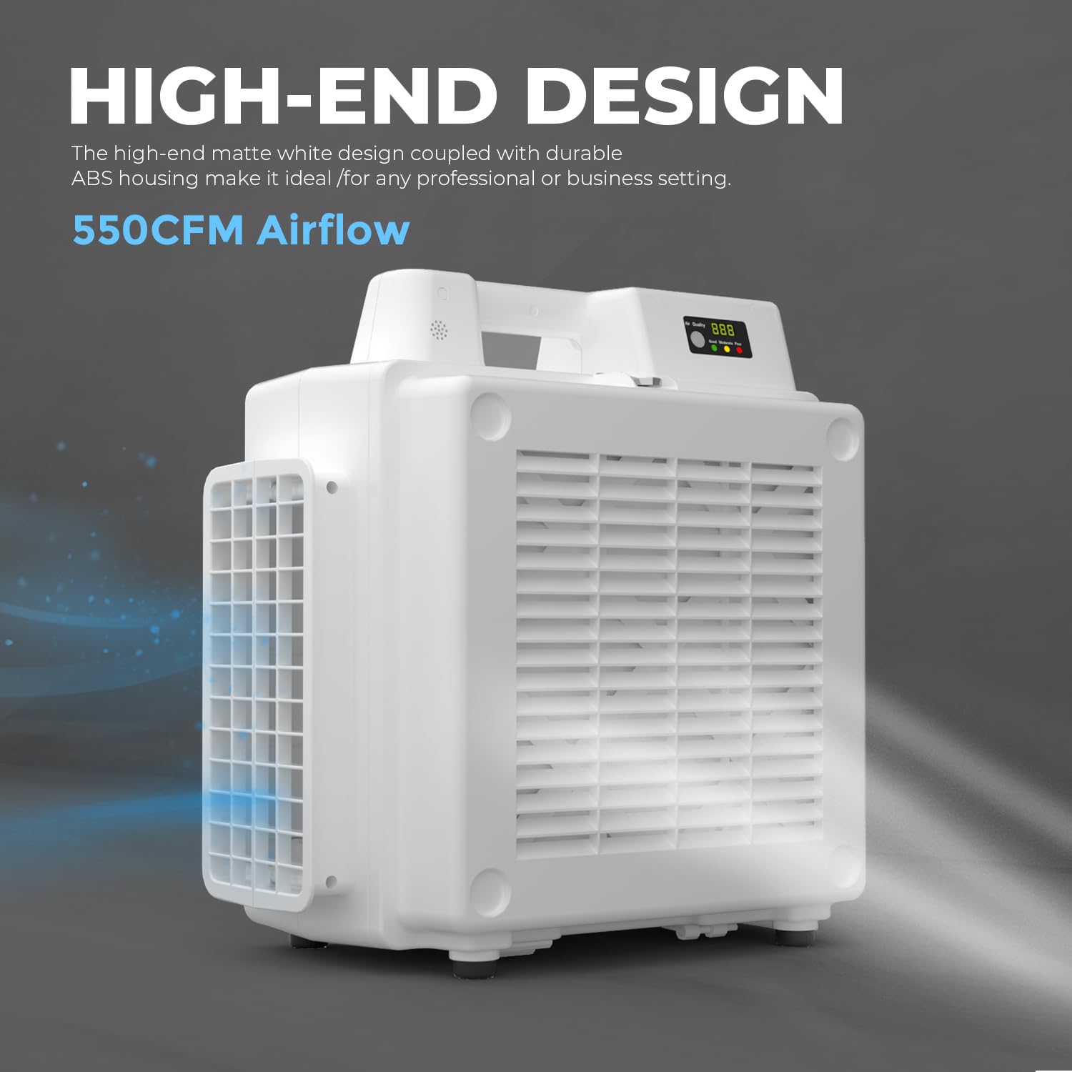 XPOWER X-2830 Commercial Air Purifier & Scrubber - 550 CFM Negative Air Machine with 4-Stage HEPA + Carbon Filtration, 5-Speed Settings, PM2.5 IAQ Meter & Timer - White - Ideal for Offices, Hospitals, and Industrial Spaces