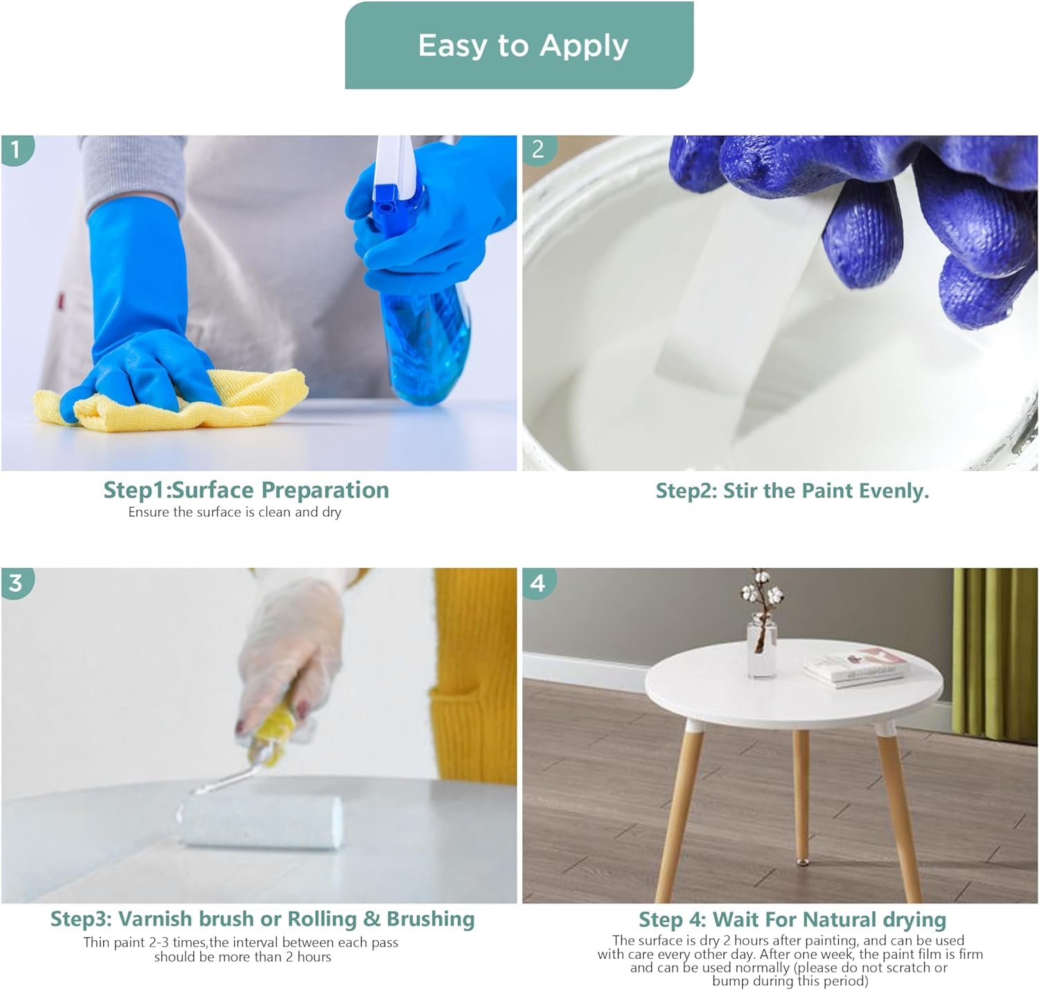 Matte Chalk Paint Furniture Paint Kit (8 fl.oz, White) - Water-Based, Non-Toxic, Odorless Wood Paint for Cabinets, Doors, Tables, Dressers Refinishing - Covers 12-15 sq.ft - Perfect for DIY Home Decor, Furniture Restoration & Upcycling Projects