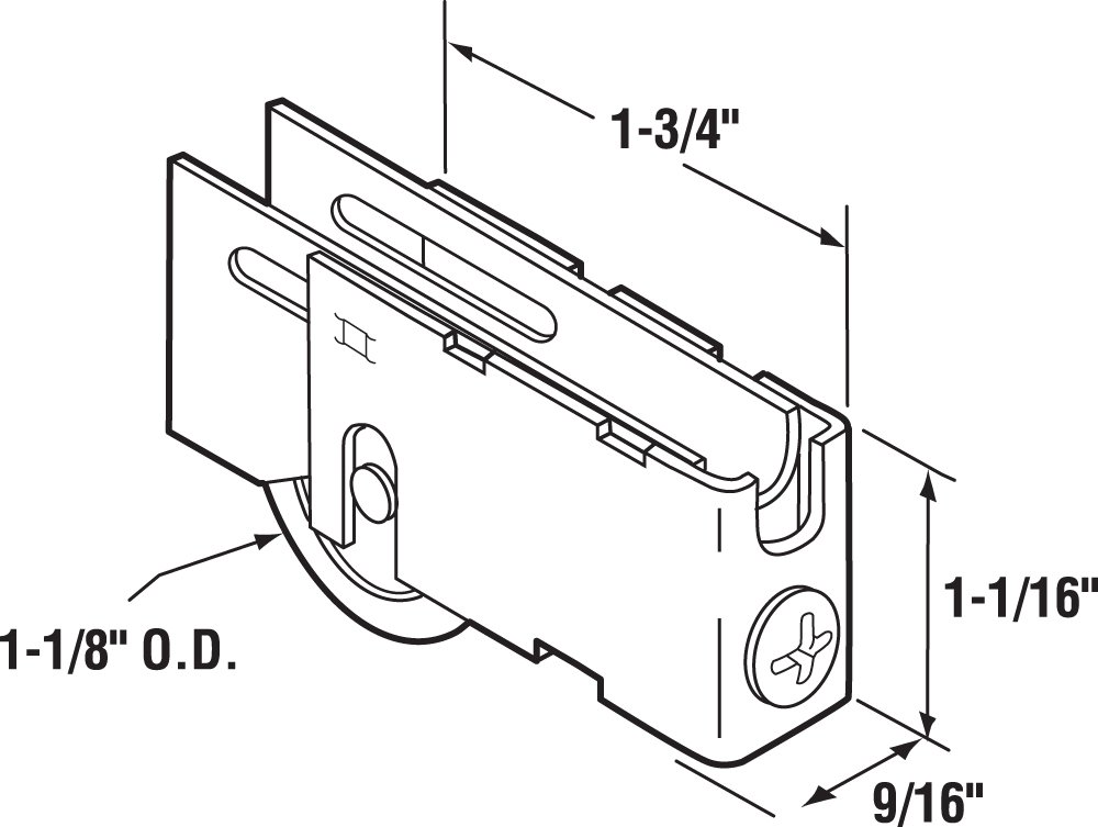 Prime-Line D 1829 1-1/8 Inch Steel Ball Bearing Roller - U-Back Style Adjustable Cabinet Drawer Slide Hardware (Single Pack) - Perfect for Kitchen Cabinets, Office Furniture & DIY Home Repair Projects