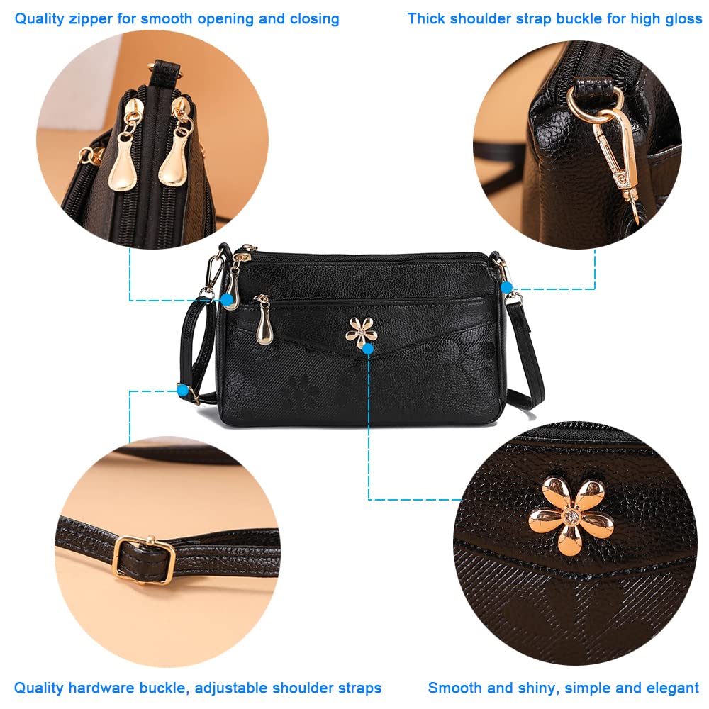 YIWEIYA Women's Leather Crossbody Shoulder Bag - Small Purse for Ladies - Perfect for Work, Travel & Everyday Use