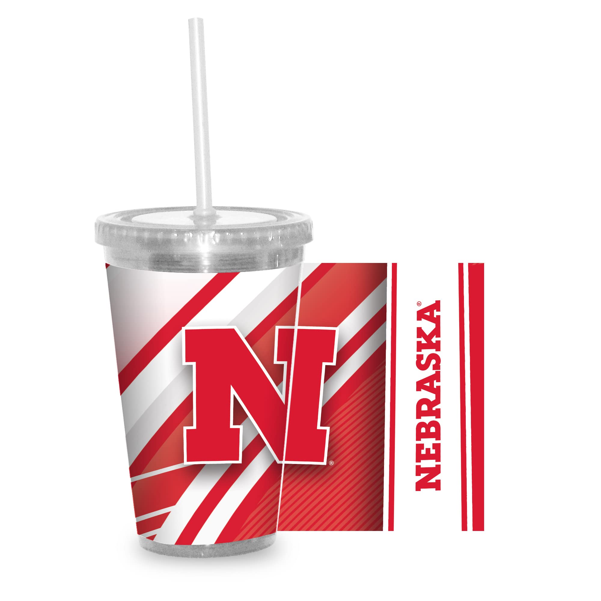 NCAA Team 16oz Insulated Tumbler with Straw - Double-Wall Stainless Steel Travel Cup for Hot & Cold Drinks - Perfect for Game Day, Office & Outdoor Activities - [Team Color]