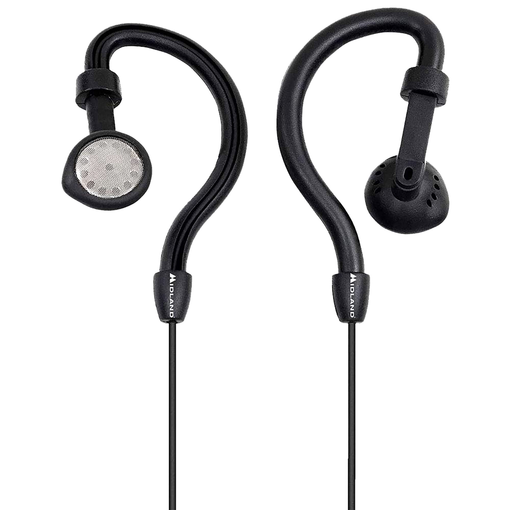 Midland AVPH4 Ear Clip Headset for GMRS Two-Way Radios - Secure Fit Headphones with Built-In Mic & PTT Button - Crystal Clear Communication for Outdoor Activities, Construction, and Emergency Use