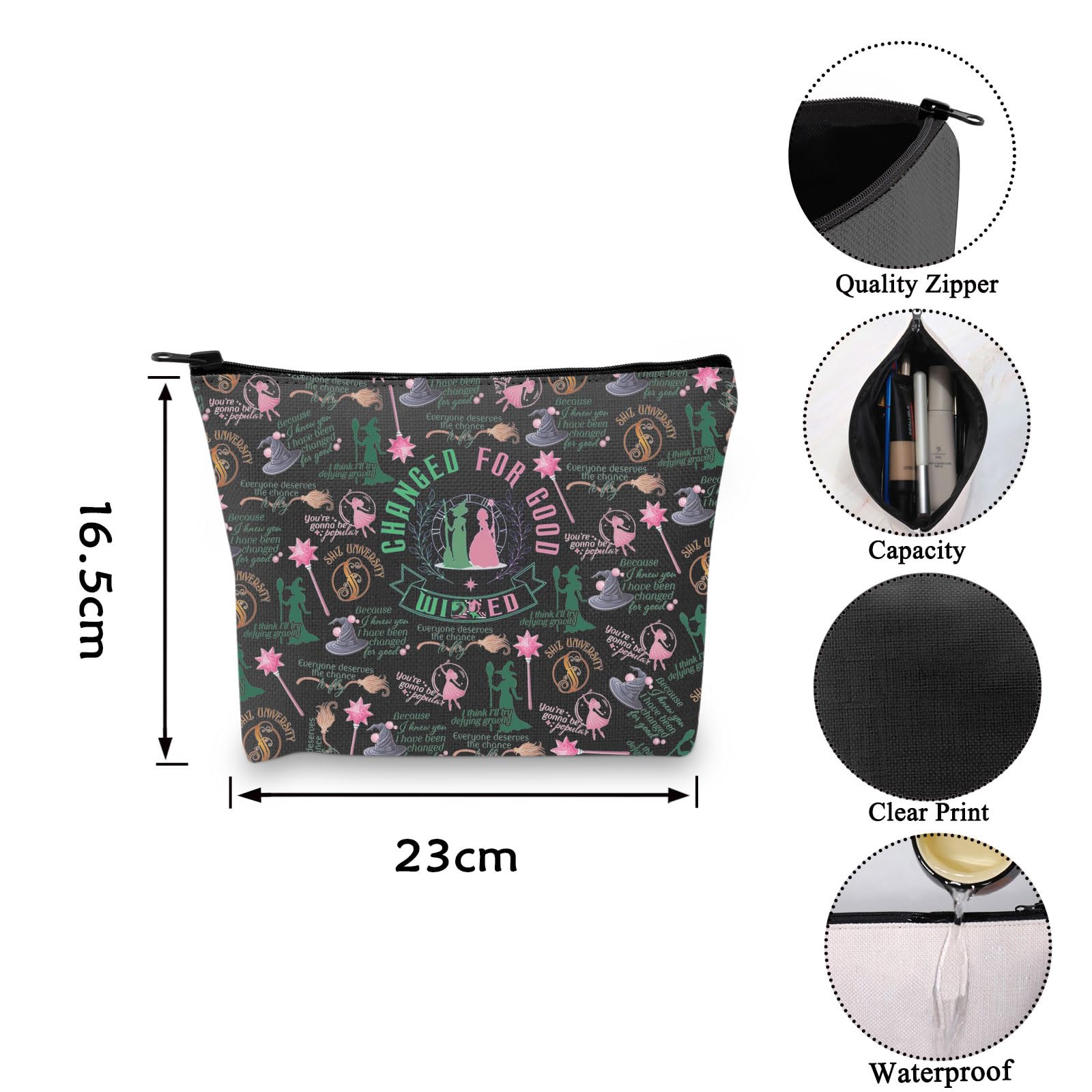 VAMSII Broadway Musical Lover Gift - Changed for Good Themed Zipper Pouch Makeup Bag - Perfect for Theater Fans, Cosmetics Storage & Travel Essentials