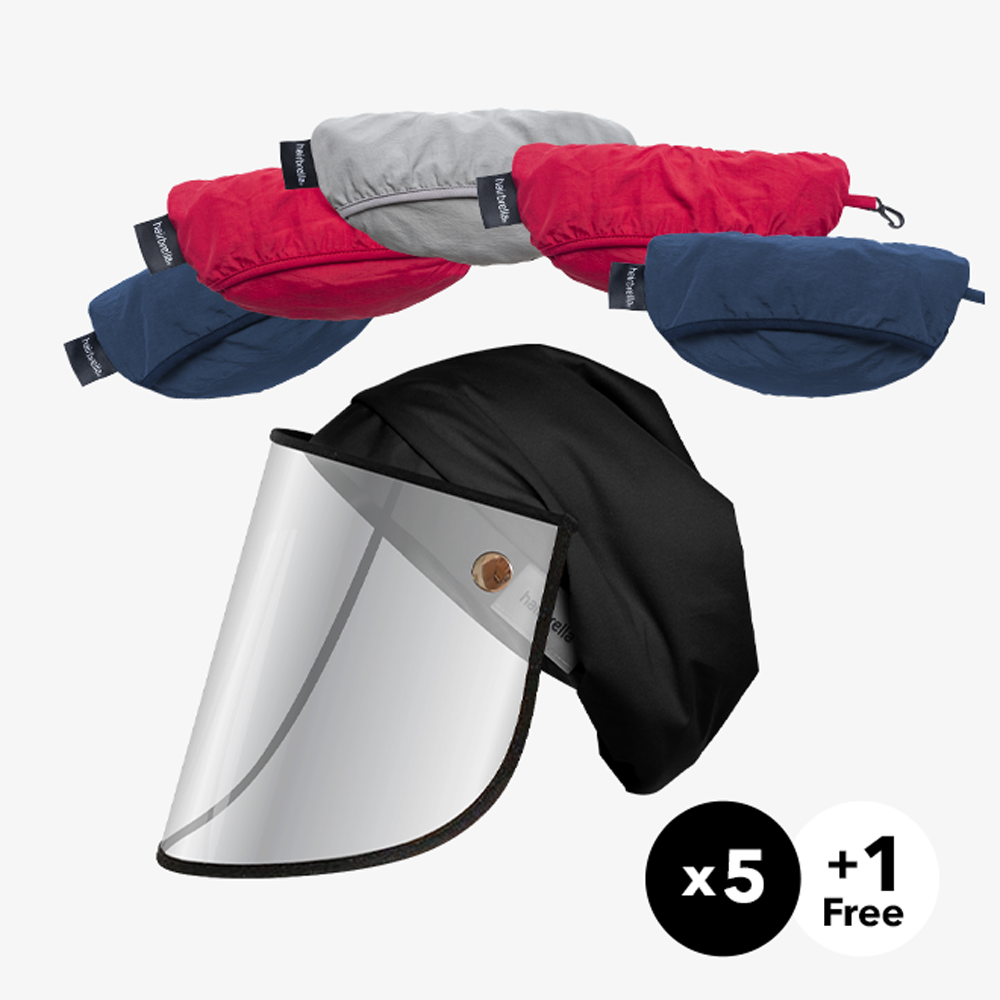 Hairbrella Pro Rain Hat with Face Shield - Waterproof Hair Protection for Women - Buy 5 Get 1 Free Gift Bundle - Perfect for Outdoor Activities, Commuting & Bad Weather Days