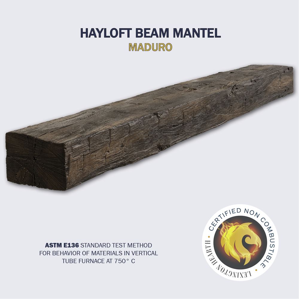 Lexington Hearth Hayloft Beam Concrete Faux Wood Mantel Shelf - Rustic Fireplace Mantel for Living Room, Bedroom & Home Decor