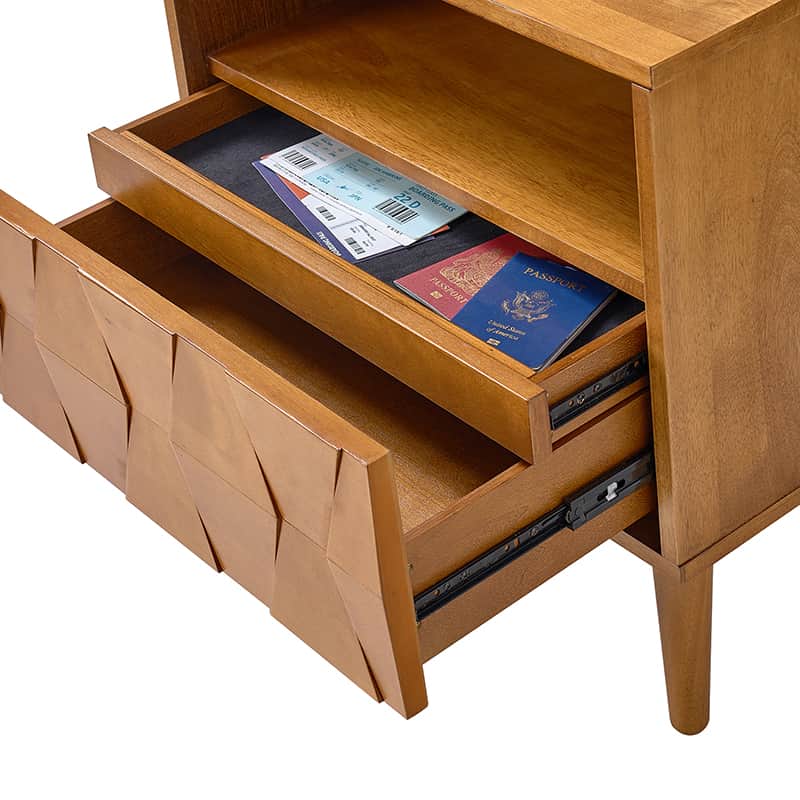 Rosalba Modern Open Shelf Nightstand with Cable Management & Hidden Drawer - Bedside Table for Bedroom, Living Room, Office - Optional Types Available