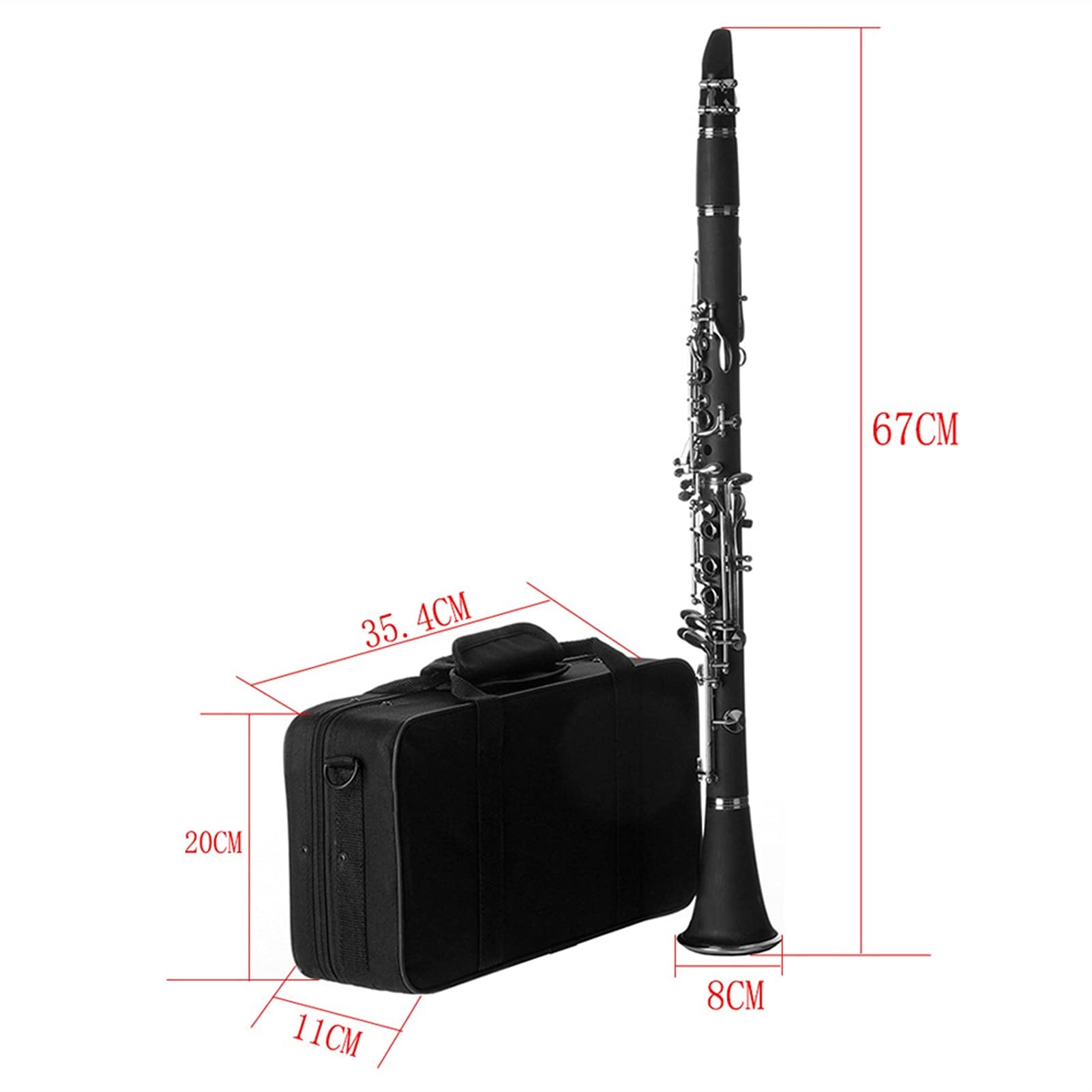 Professional Bb B Flat Clarinet - Bakelite Body with Case, Reeds, Rubber Pads, Gloves, Strap & Cleaning Cloth | Ideal for Students, Beginners & Professional Musicians | Perfect for School Bands, Orchestras & Solo Performances