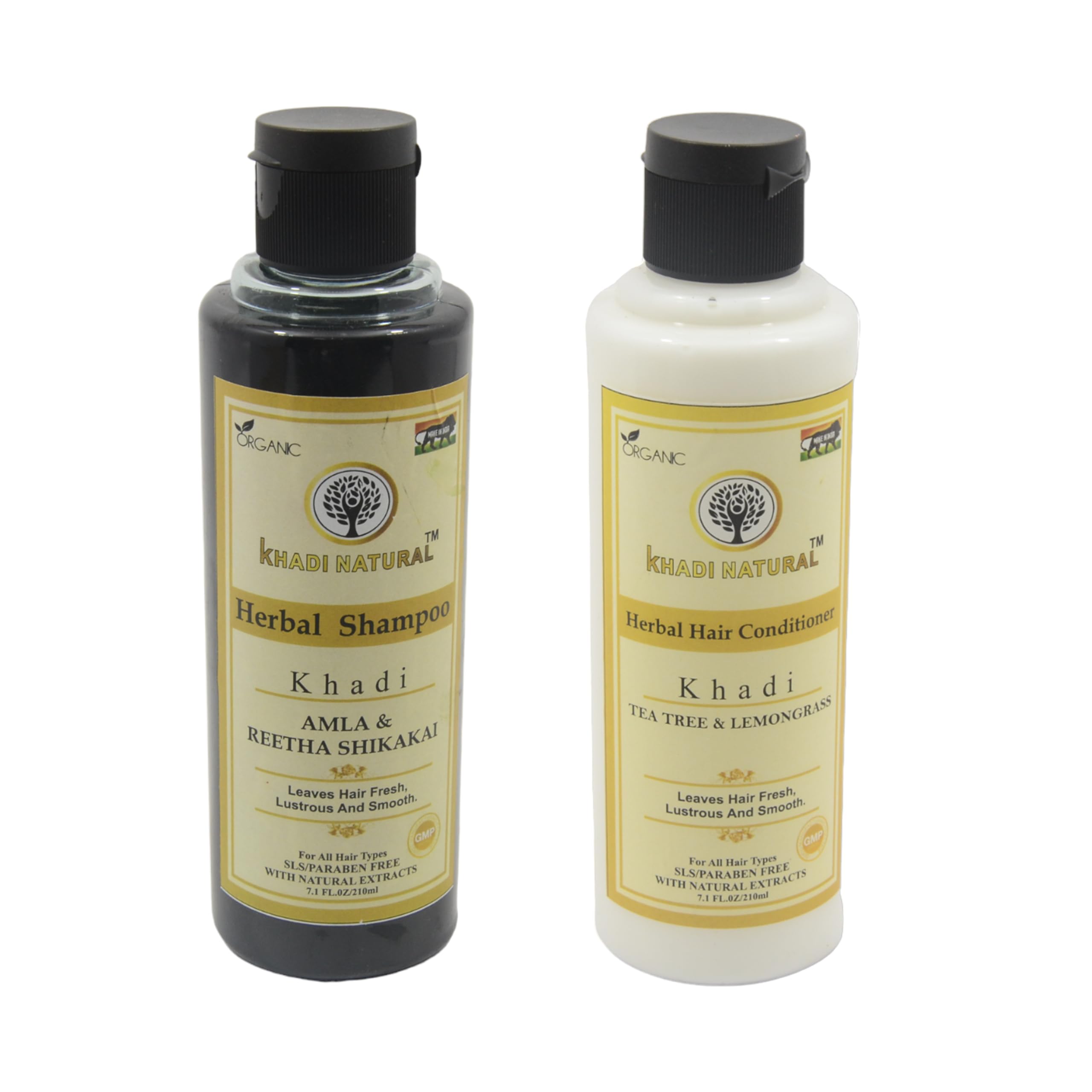 Khadi Natural Amla Reetha Shikakai Shampoo & Tea Tree Lemongrass Conditioner Set - Herbal Hair Care Combo for Dry, Damaged Hair | Sulfate-Free, Chemical-Free | Perfect for Daily Use & Hair Growth Treatment
