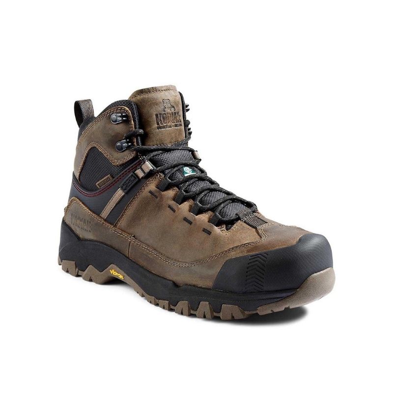 Kodiak Quest Bound Mid Men's 6 Inch Waterproof Composite Toe Work Boots - Brown (KD0A4TELA62) | Durable Safety Shoes for Construction, Hiking & Outdoor Work