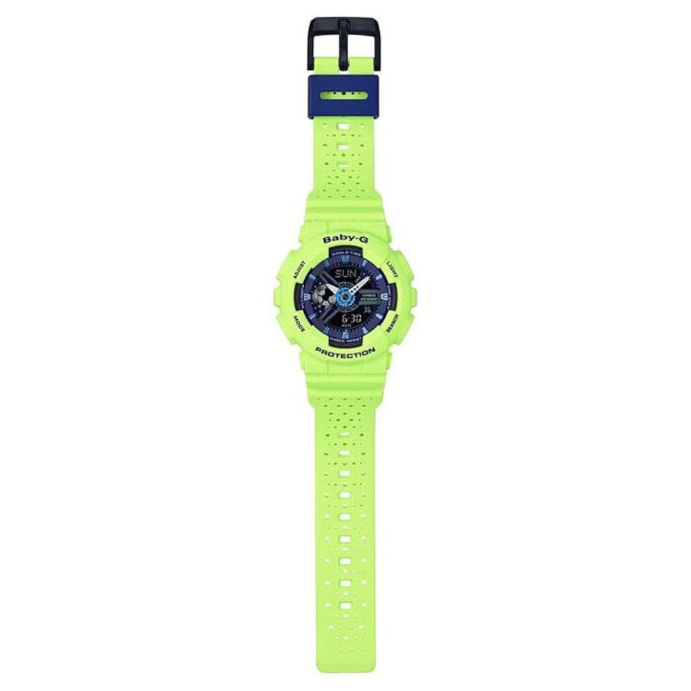 CASIO BABY-G BA-110PP-3ADR Digital Sports Watch for Women - Lime Green Resin Band, Shock Resistant, 200M Waterproof - Perfect for Swimming, Running & Outdoor Activities