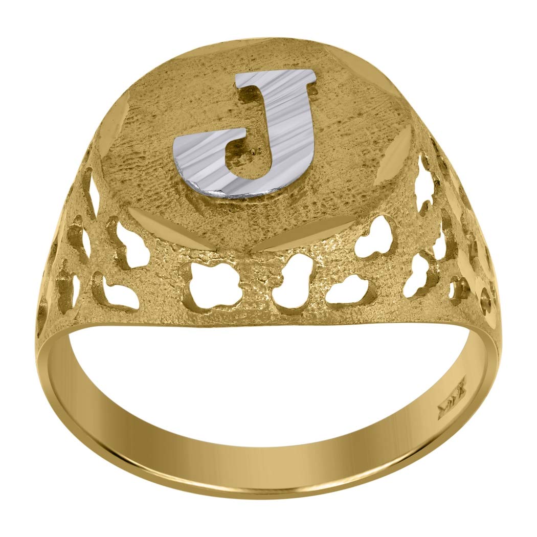 10K Two-Tone Gold Men's Personalized Monogram Initial Letter Name Band Ring - 16x3.20mm Wide, Size 9.5 - Perfect Jewelry Gift for Men, Ideal for Anniversaries, Birthdays & Special Occasions