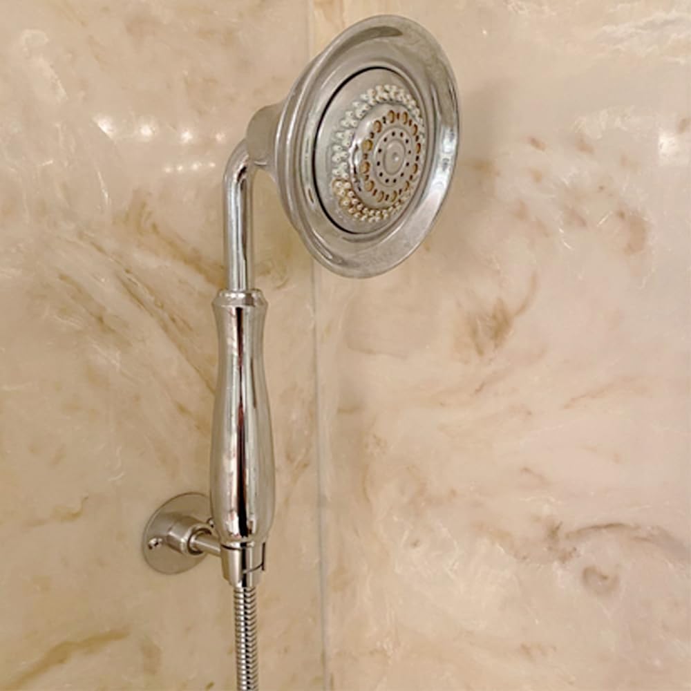 Stainless Steel Adjustable Wall Mount Shower Head Holder - Brushed Metal Handheld Shower Bracket for Bathroom, Shower Spray Mount with Secure Grip - Perfect for Home, Hotel, and Spa Use