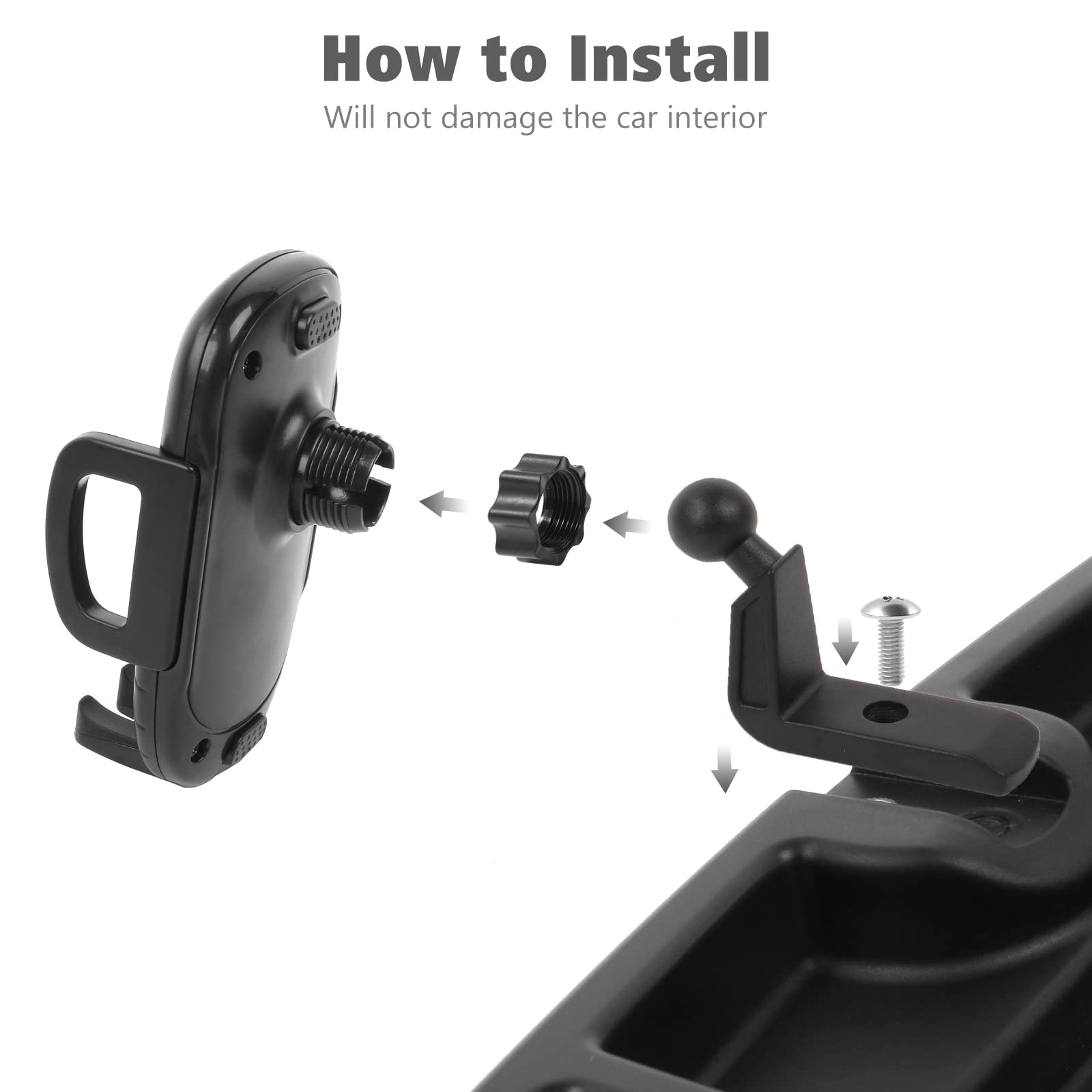 JeCar TJ Phone Holder Upgrade - Dash Cellphone Mount with Storage Tray for Jeep Wrangler TJ (1997-2006) | Interior Accessories | Secure & Convenient for Off-Roading & Daily Commute