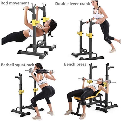 Adjustable Height Barbell Squat Rack Stand - Solid Steel Bench Press & Compact Squat Rack for Home Gym - Multifunctional Strength Training Equipment with Weight Support - Perfect for Powerlifting, CrossFit, and Home Workouts