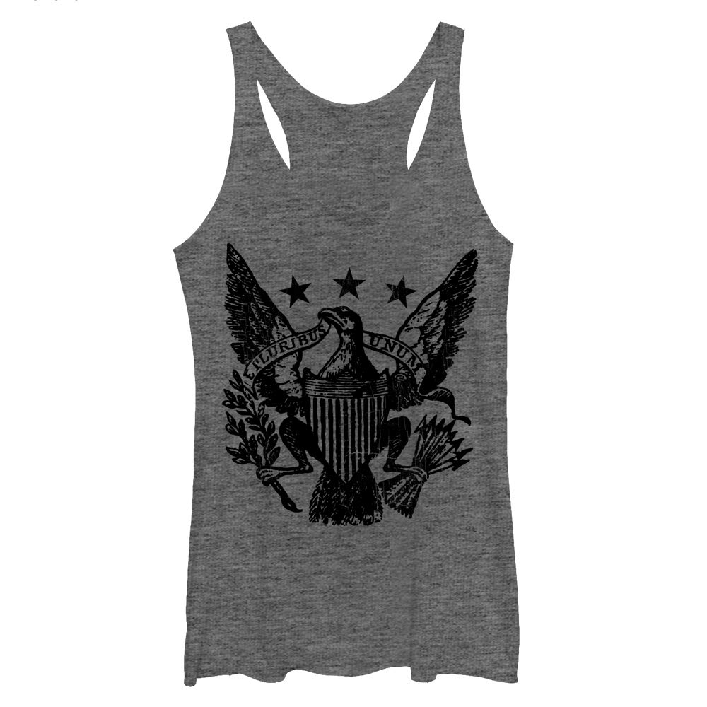 LOST GODS Women's E Pluribus Unum Patriotic Eagle Racerback Tank Top - Comfortable Workout & Casual Summer Wear for Gym, Running & Outdoor Activities