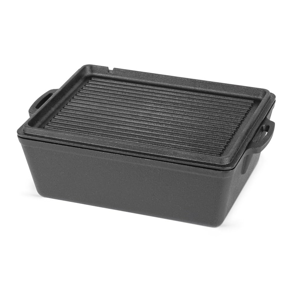 Petromax Large 5.8 Quart Cast Iron Loaf Pan with Lid - Pre-Seasoned Camping & Home Baking Dish with Handles for Dutch Oven Cooking | Perfect for Bread, Casseroles & Outdoor Campfire Meals