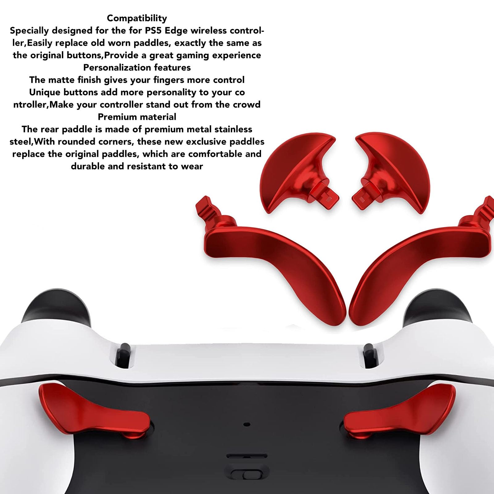4-Pack Metal Thumbsticks & 2 Pairs Shoulder Buttons Replacement for PS5 Controller & PS5 Edge - Red | Enhanced Gaming Performance for FPS, Racing & Action Games