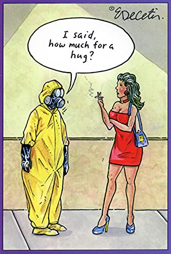 Funny Eric Decetis Birthday Card with Hazmat Suit Hug Design - Perfect for Humorous Gifts, Office Pranks & Pandemic-Themed Celebrations