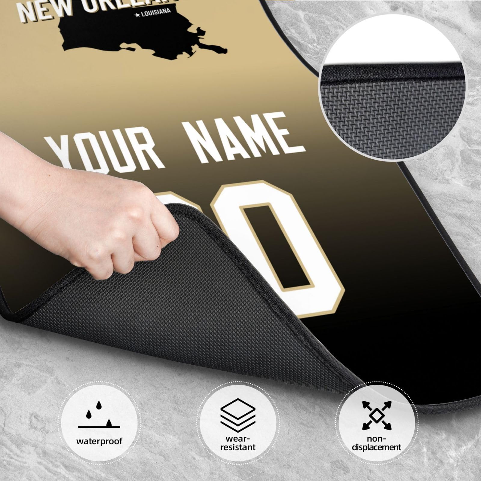 Custom New Orleans Car Mat Sets 4-Piece with Name, Number & City - Personalized Football Car Floor Mats for Most Vehicles - Perfect for Tailgating & Game Day Decor