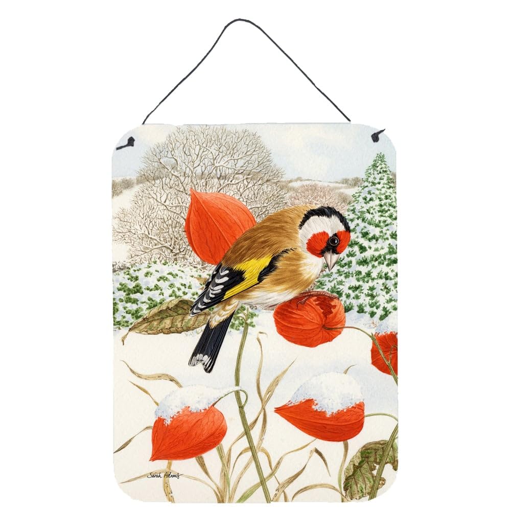 European Goldfinch Metal Wall Art Sign - 12x16 Inch Aluminum Hanging Plaque for Kitchen, Bar, Bathroom & Front Door Decor - Colorful Home & Garden Decoration