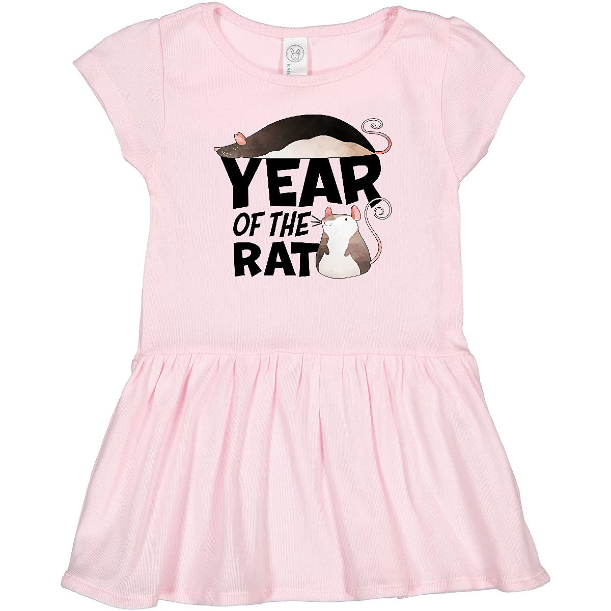 Inktastic Year of The Rat Cute Black and White Rats Toddler Dress - Adorable Chinese Zodiac Themed Outfit for Baby Girls, Birthday Party & Holiday Celebrations
