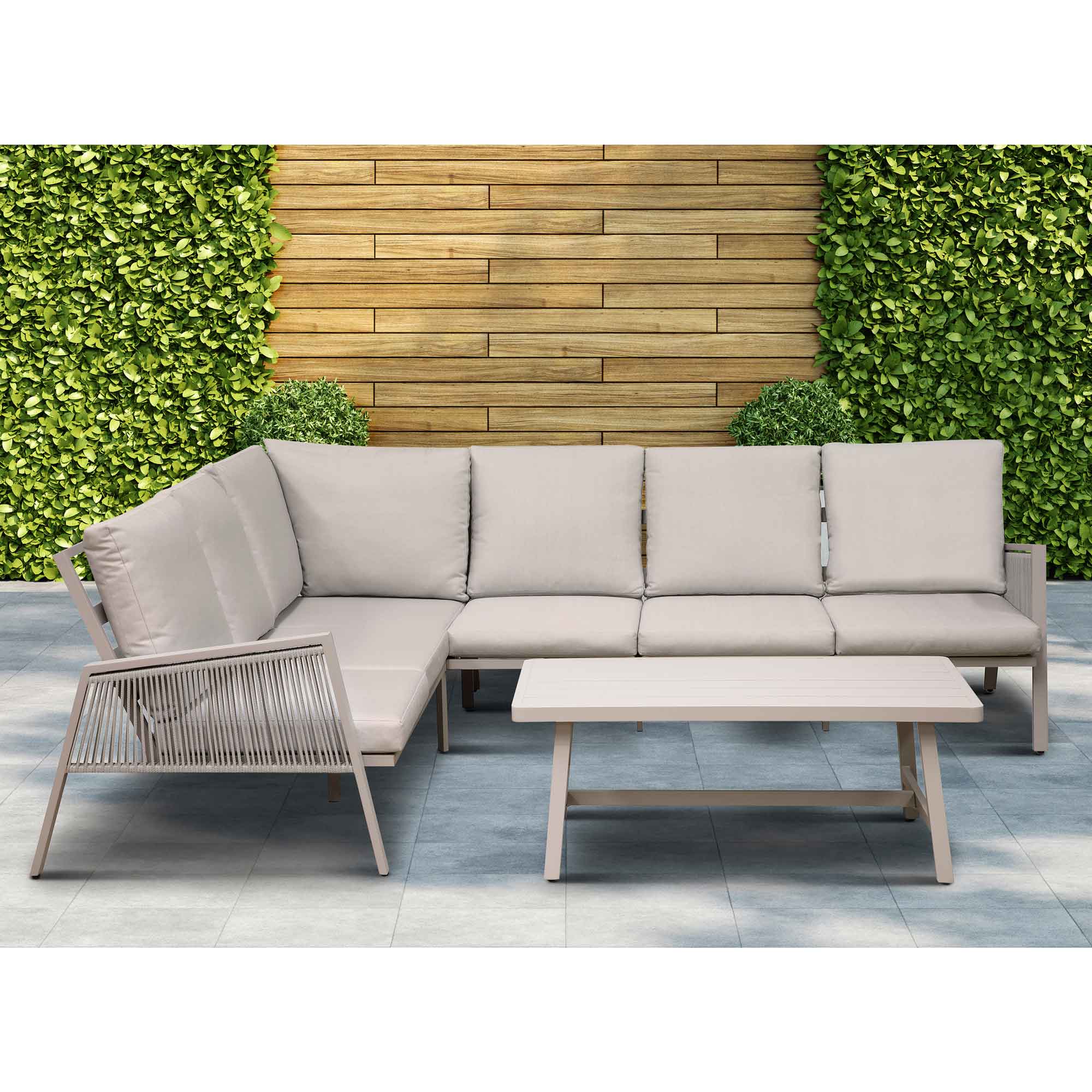 Fusion 4-Piece Outdoor Aluminum Corner Sofa Set in Light Grey DG57 - Perfect for Patio, Garden & Backyard Relaxation