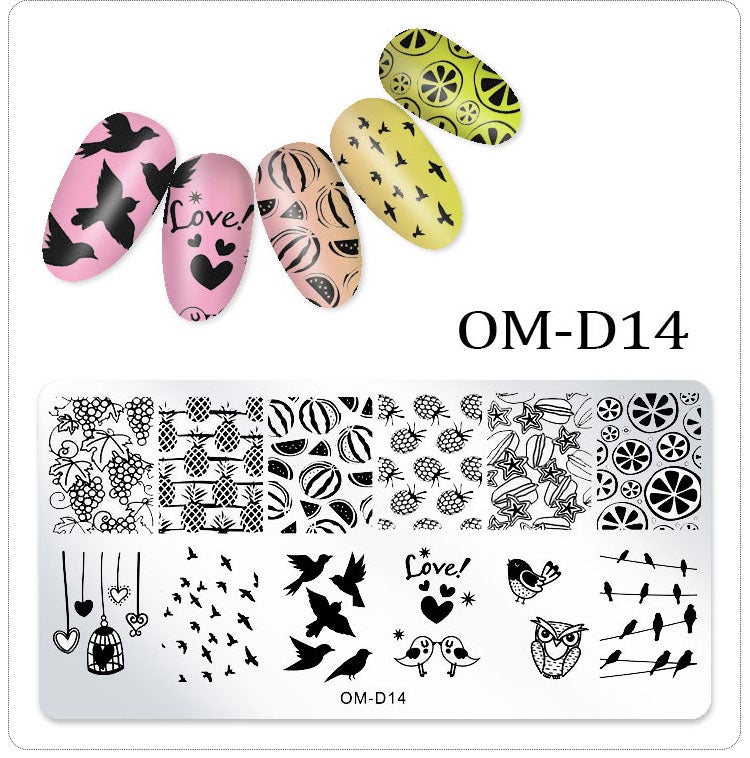 OM D Series Stamping Plates for Nail Art - Floral & Geometric Nail Design Templates - Perfect for DIY Manicures, Salon Nail Art, and Professional Nail Stamping