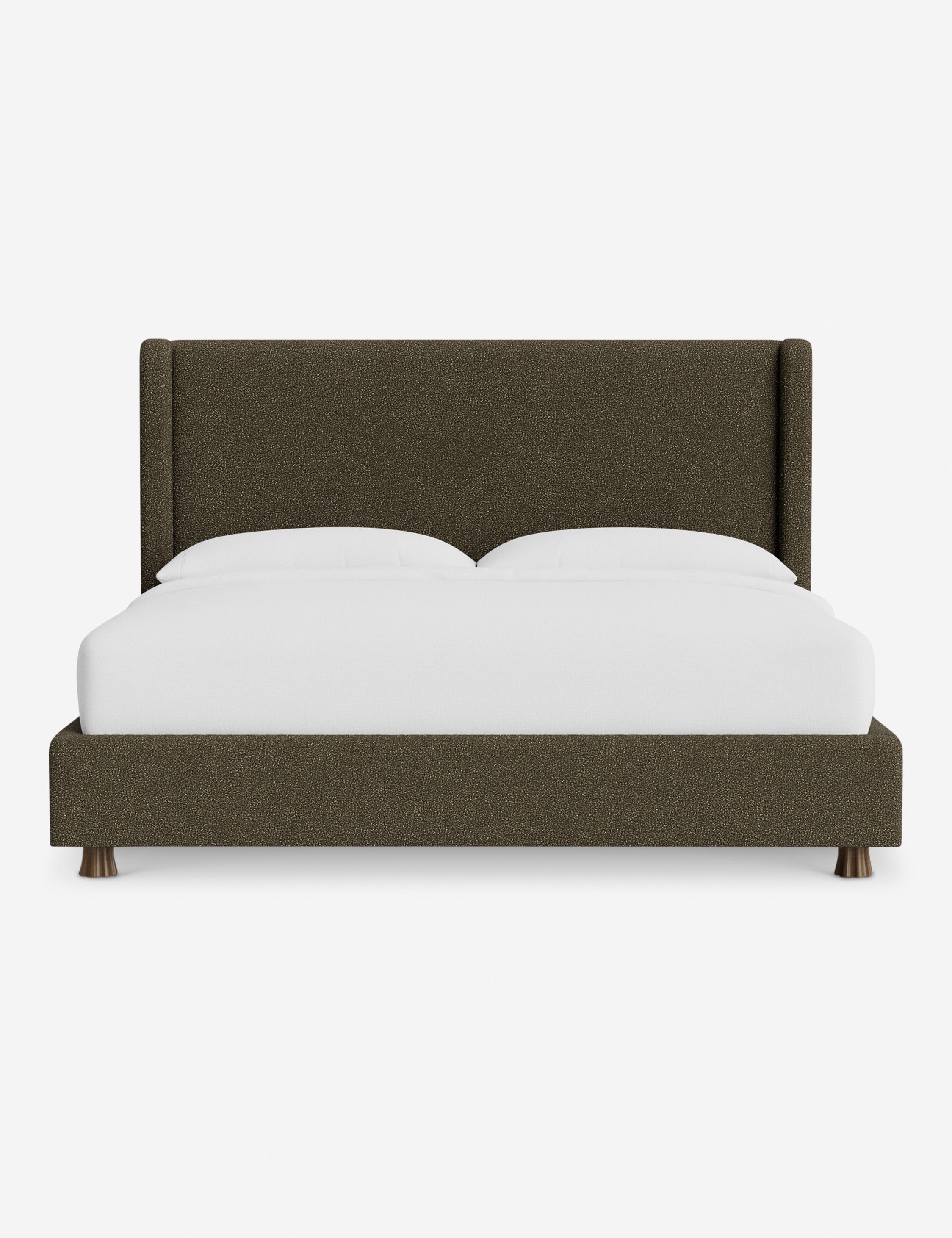 DOMINIQUE Platform Bed Frame by DISC Interiors - Modern Minimalist Wooden Bed with Upholstered Headboard | Perfect for Master Bedroom, Guest Room & Loft Apartments
