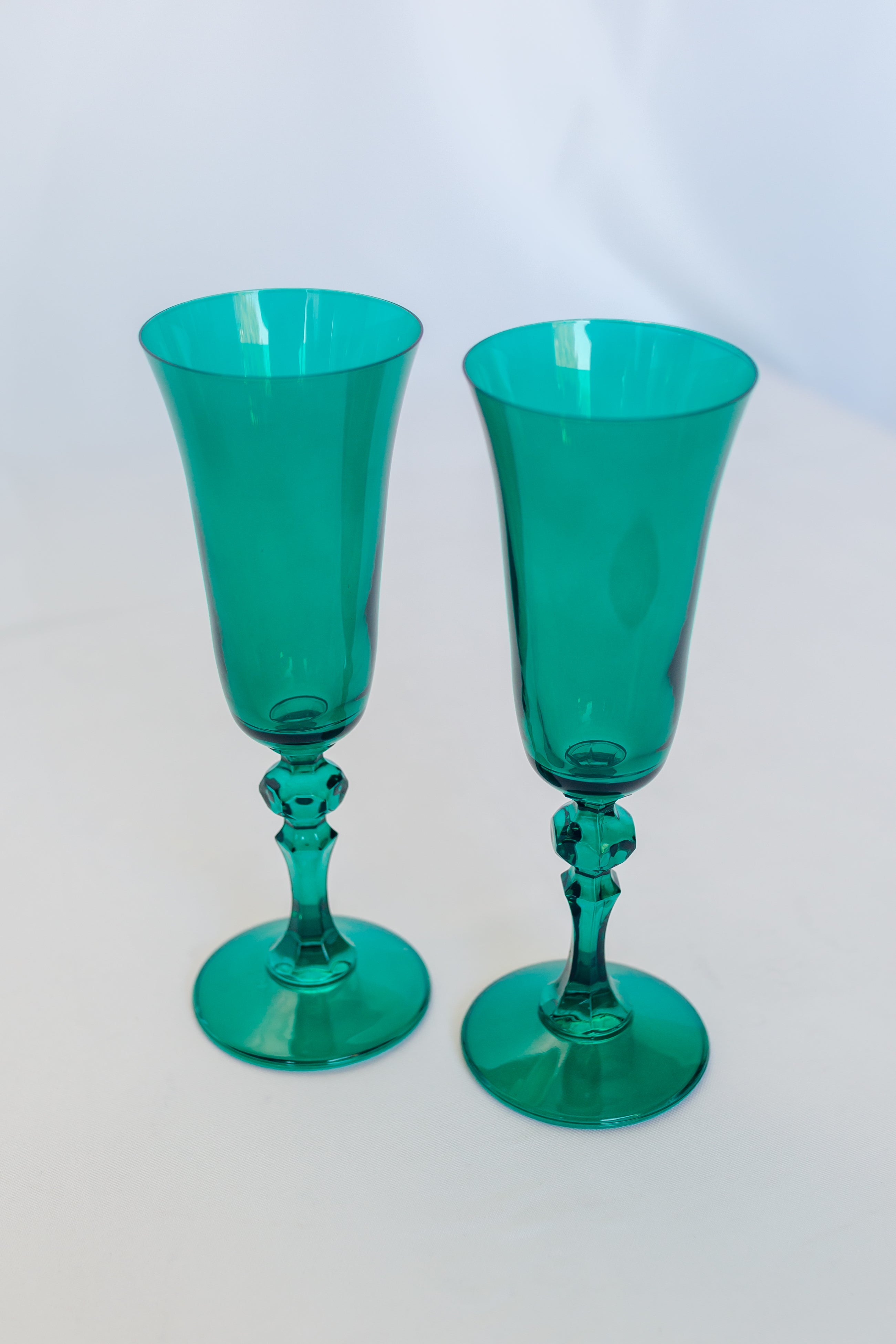 Estelle Colored Regal Flute Set of 2 - Emerald Green Glass Flutes for Champagne, Wine & Cocktails | Elegant Drinkware for Weddings, Parties & Special Occasions