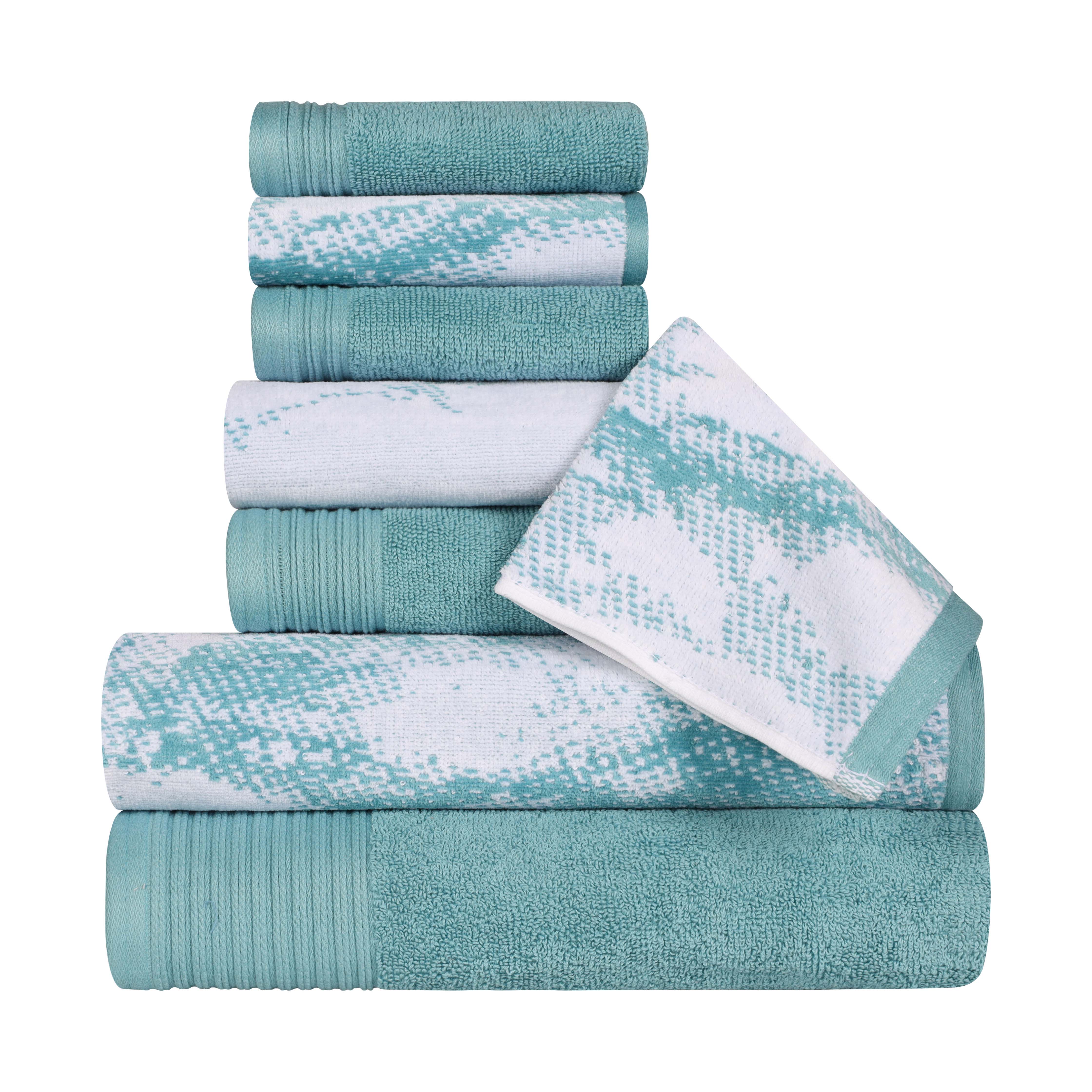 Premium 8-Piece Cotton Quick-Drying Towel Set - Solid & Marble Patterns for Bath, Beach, Gym, and Spa | Ultra Absorbent & Soft Bath Towels for Home & Travel