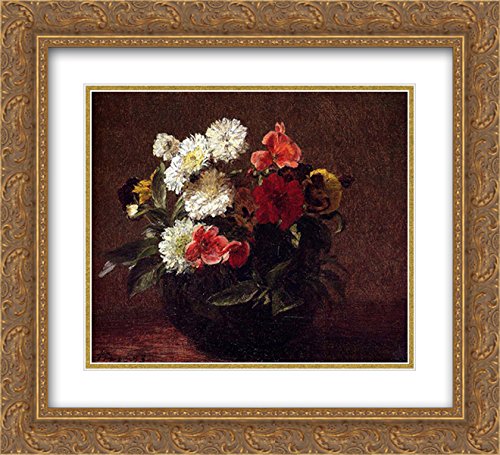 22x20 Gold Ornate Framed Floral Art Print by Ignace Henri Jean Fantin-Latour - Double Matted Museum Quality Flower Painting in Clay Pot - Perfect for Living Room, Bedroom or Office Decor
