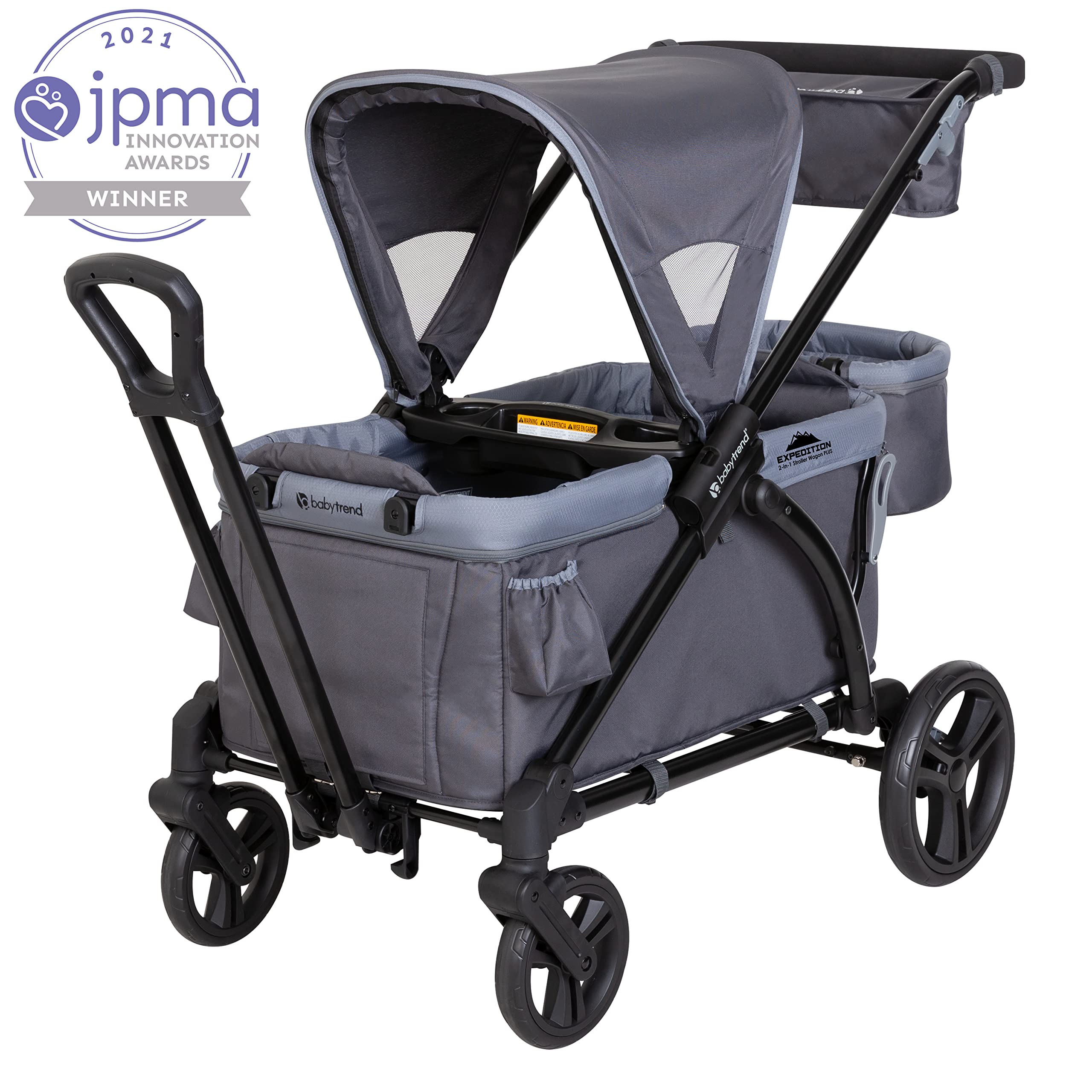 Baby Trend Expedition 2-in-1 Stroller Wagon PLUS - Ultra Grey | Convertible Stroller & Wagon for Kids | Perfect for Park Outings, Beach Trips & Family Adventures