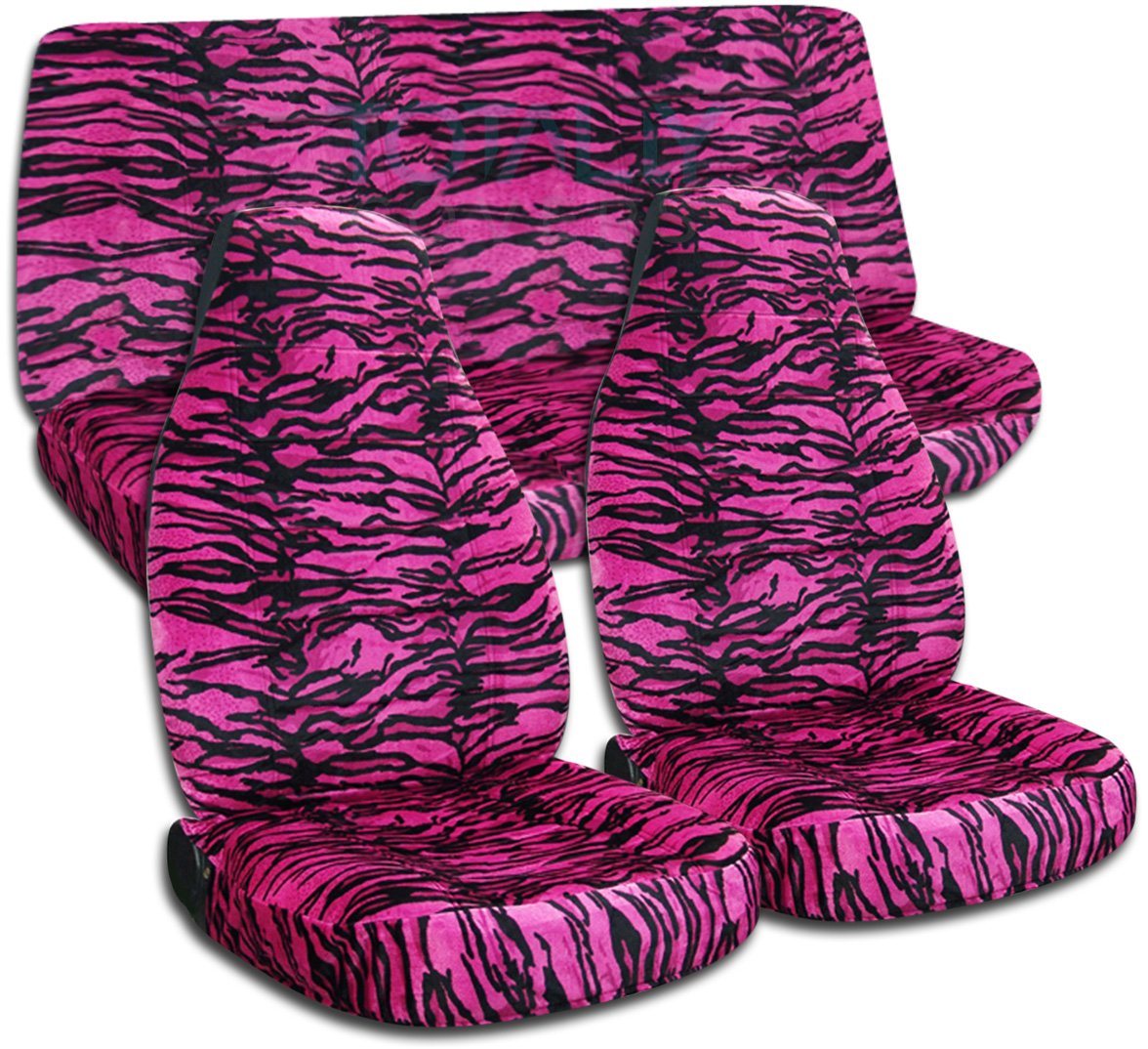 Pink Snow Tiger Print Car Seat Covers - Universal Fit for Cars, Trucks, Vans, RVs & SUVs (30 Animal Patterns) - Waterproof & Durable Protection for Pets, Kids & Daily Commute