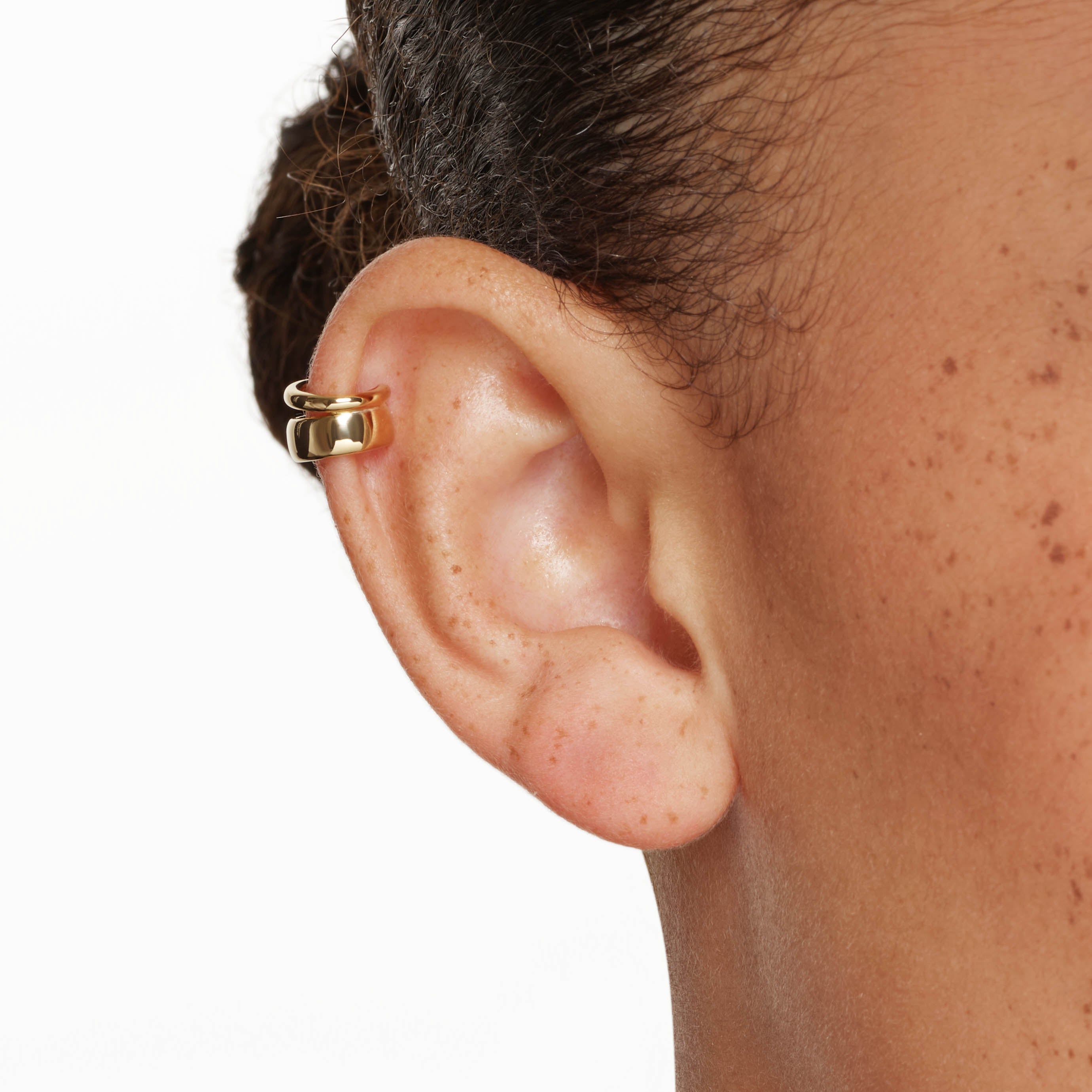 Gold Split Band Single Ear Cuff - Trendy Non-Pierced Ear Jewelry for Women - Perfect for Parties, Weddings & Everyday Wear