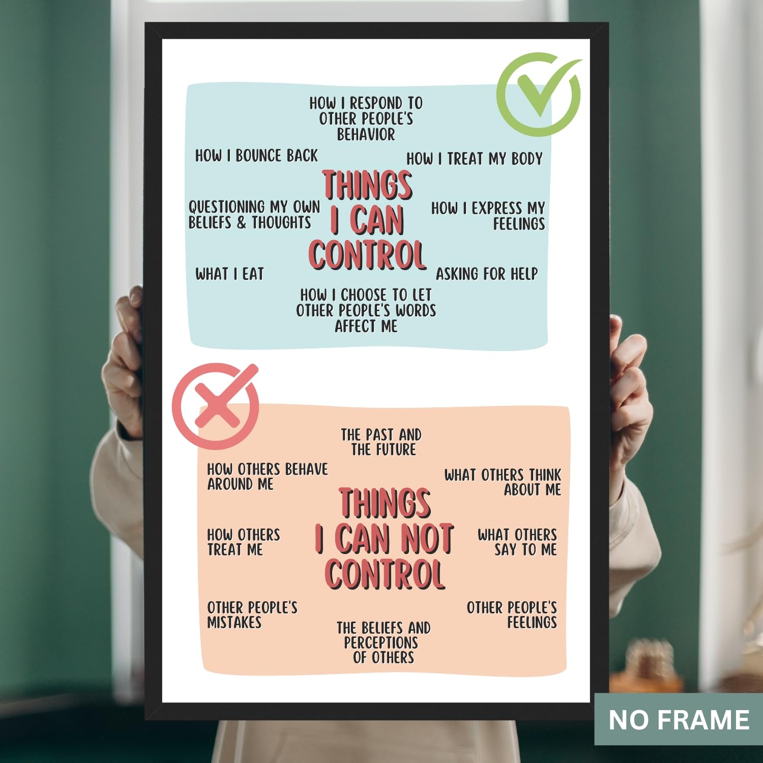 Things I Can Control Poster - Mental Health Classroom Decor for School Counselors, Therapists & Social Workers - 11x17 Inch Laminated Print - Perfect for Office Decor & Student Counseling Sessions
