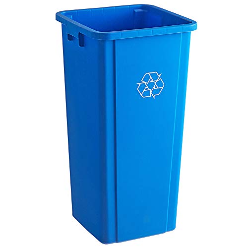 15-Pack 92 Qt (23 Gallon / 87 Liter) Blue Square Recycling Bin with Swing Lid - Includes Trash Bags - Heavy Duty Kitchen Waste Container & Commercial Trash Can for Home, Office, Restaurant & Outdoor Use